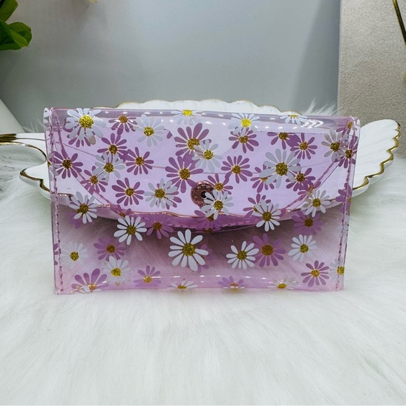 Florals Clear Card Case Wallet in Purple - Picture 6 of 7